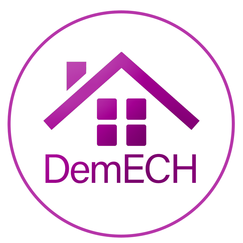 The DemECH logo, which is a circle containing a stylised house and the text 'DemECH' below the house